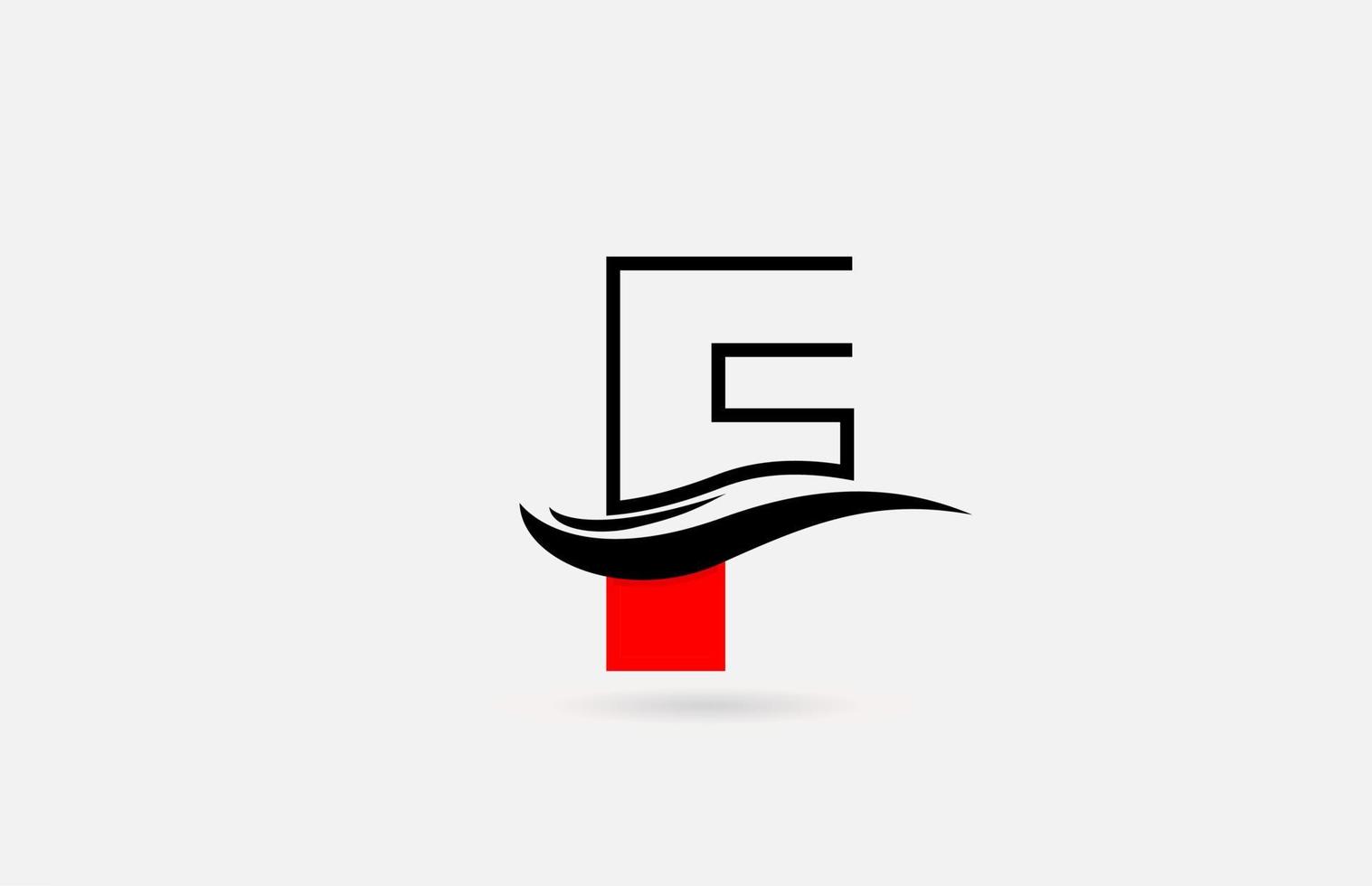 f icône du logo lettre alphabet noir rouge pour entreprise avec conception de ligne vecteur