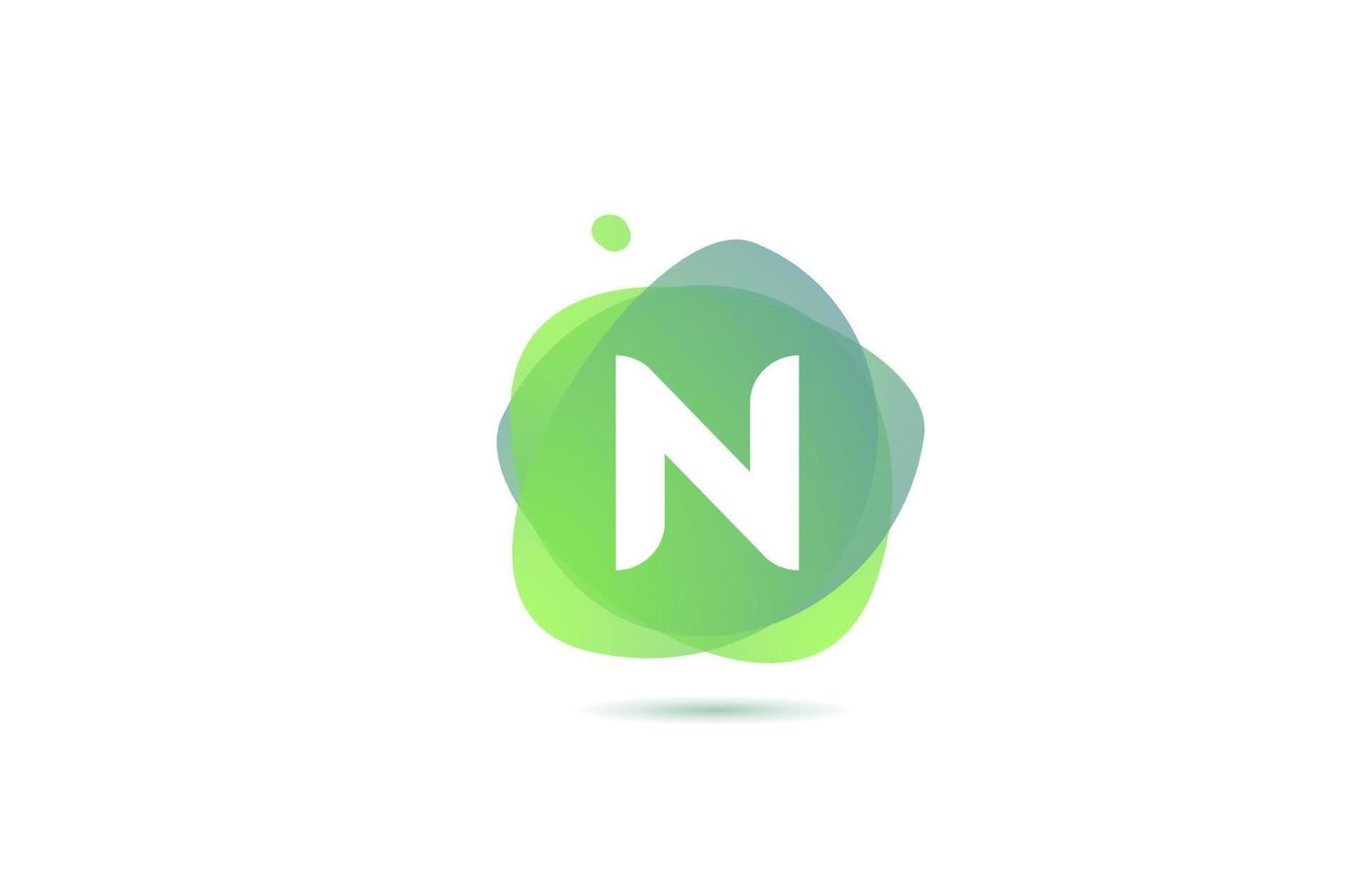 n logo de lettre de l'alphabet pour entreprise et entreprise avec un design dégradé. modèle de couleur pastel pour l'identité d'entreprise en vert et blanc vecteur