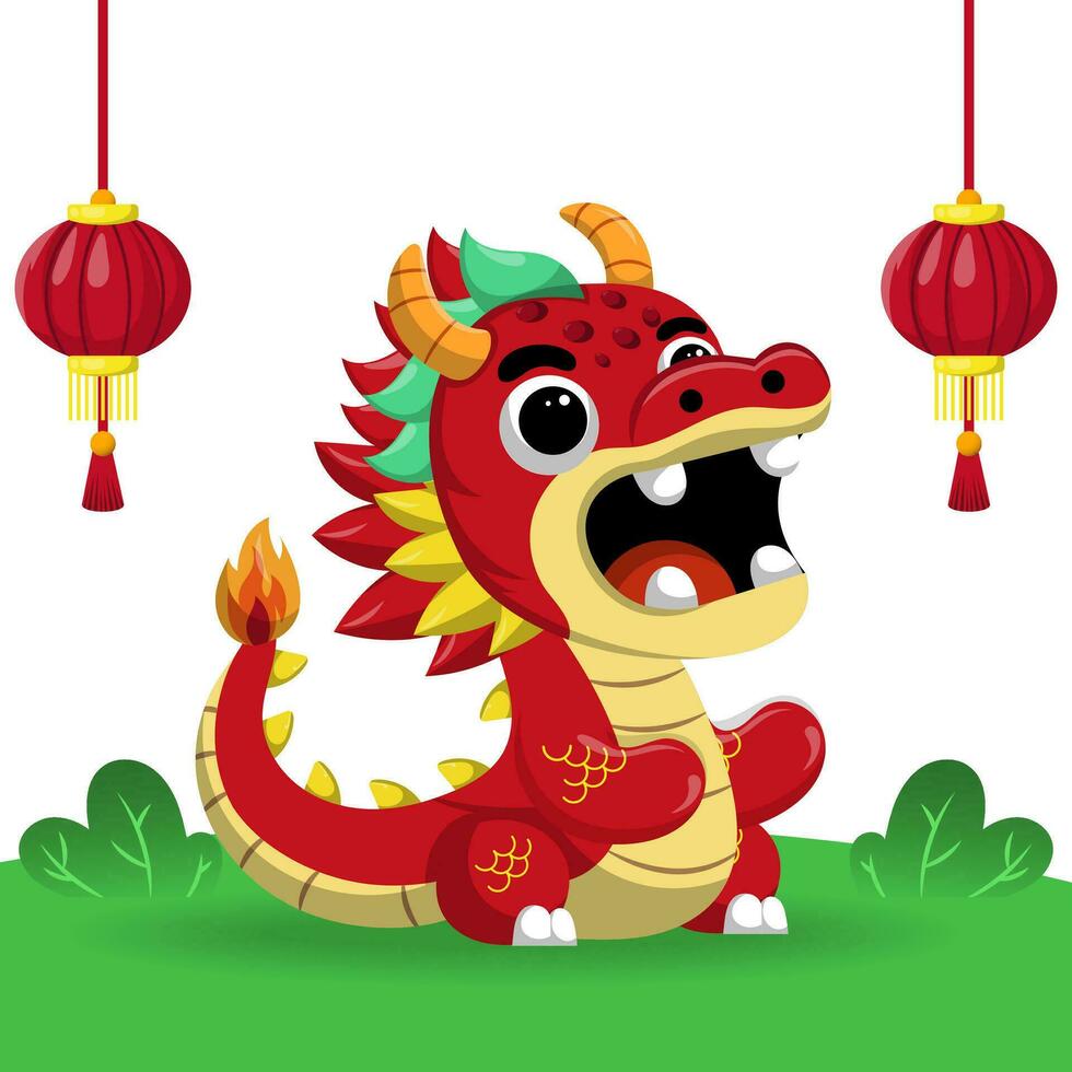 mignonne dragon vecteur illustration spécial chinois Nouveau année