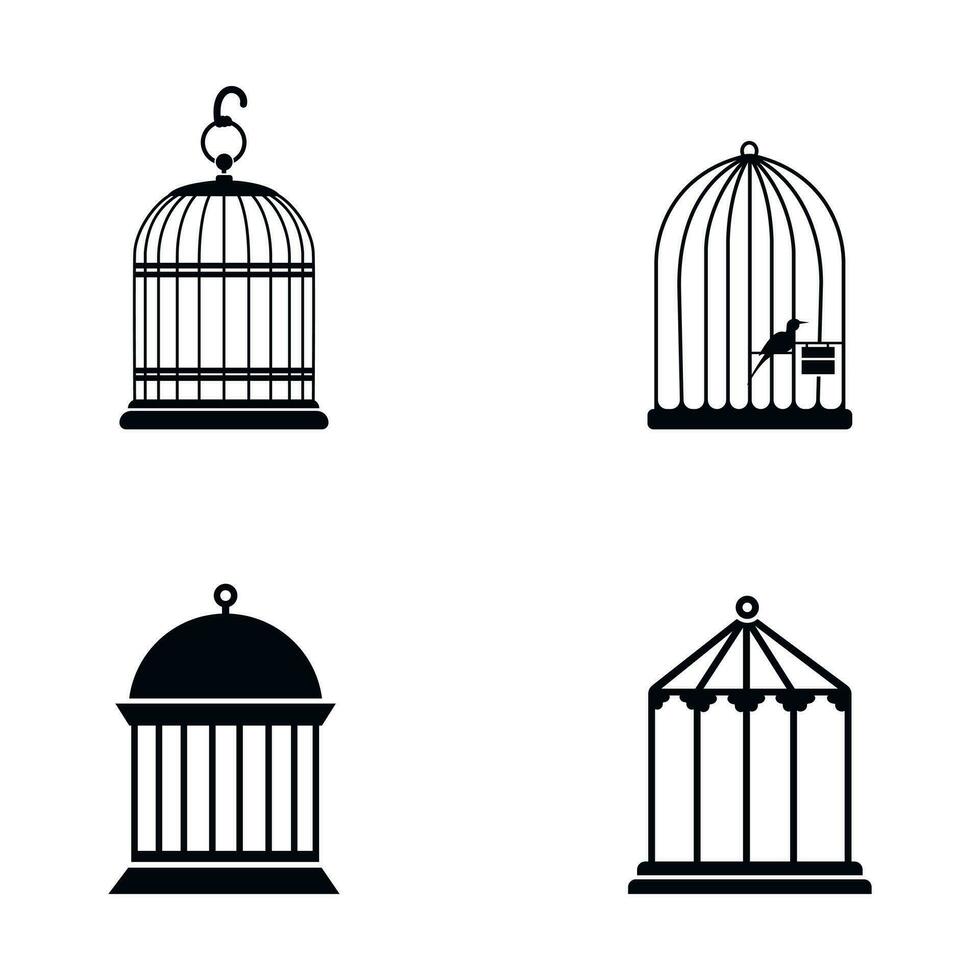 meilleur prime de haute qualité oiseau cage vecteur agrafe art gros collection avec blanc arrière-plan, ancien, silhouette et forme, cage illustration, icône et élément ensemble.