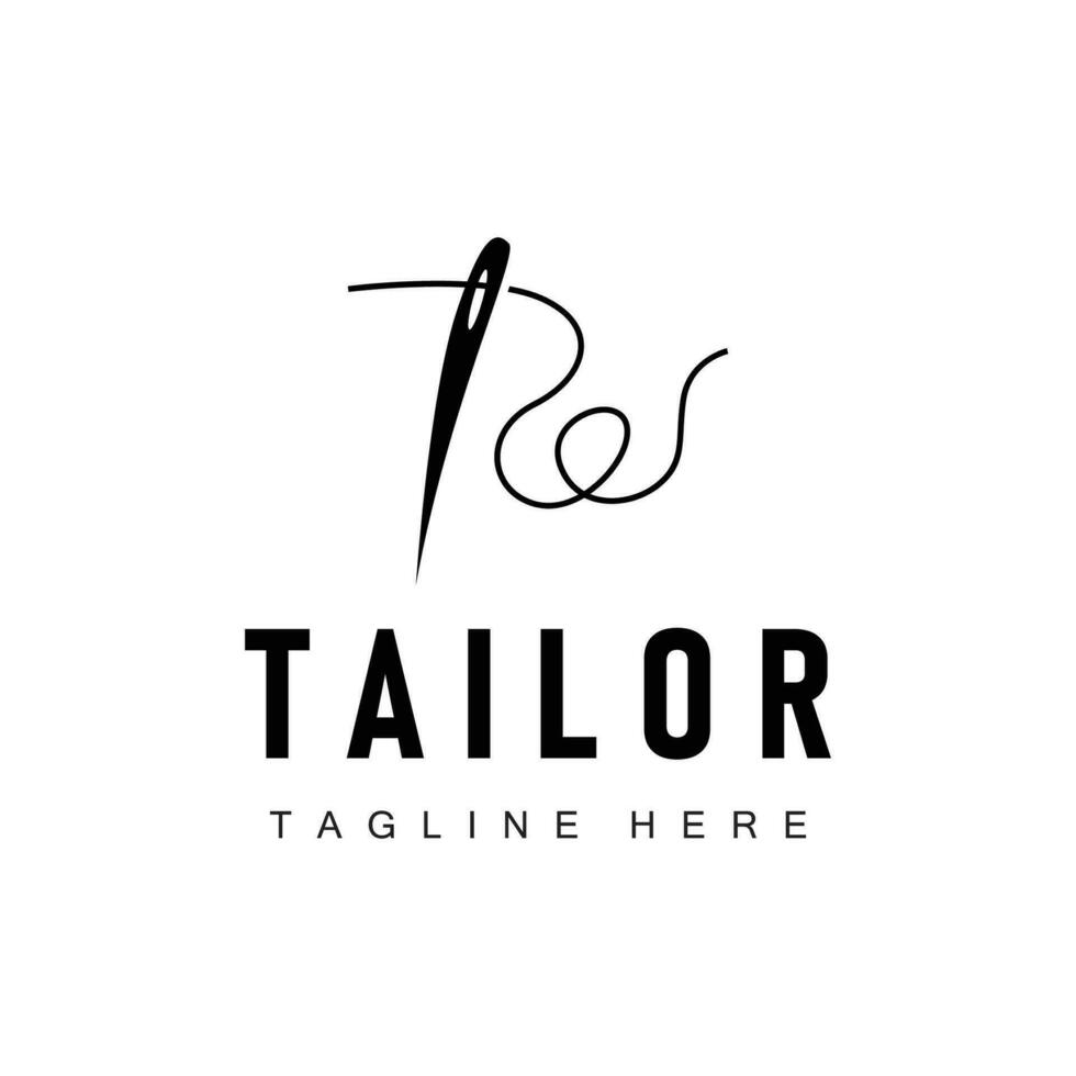 tailleur logo vecteur modèle aiguille et fil noir silhouette conception Facile couture outil produit marque