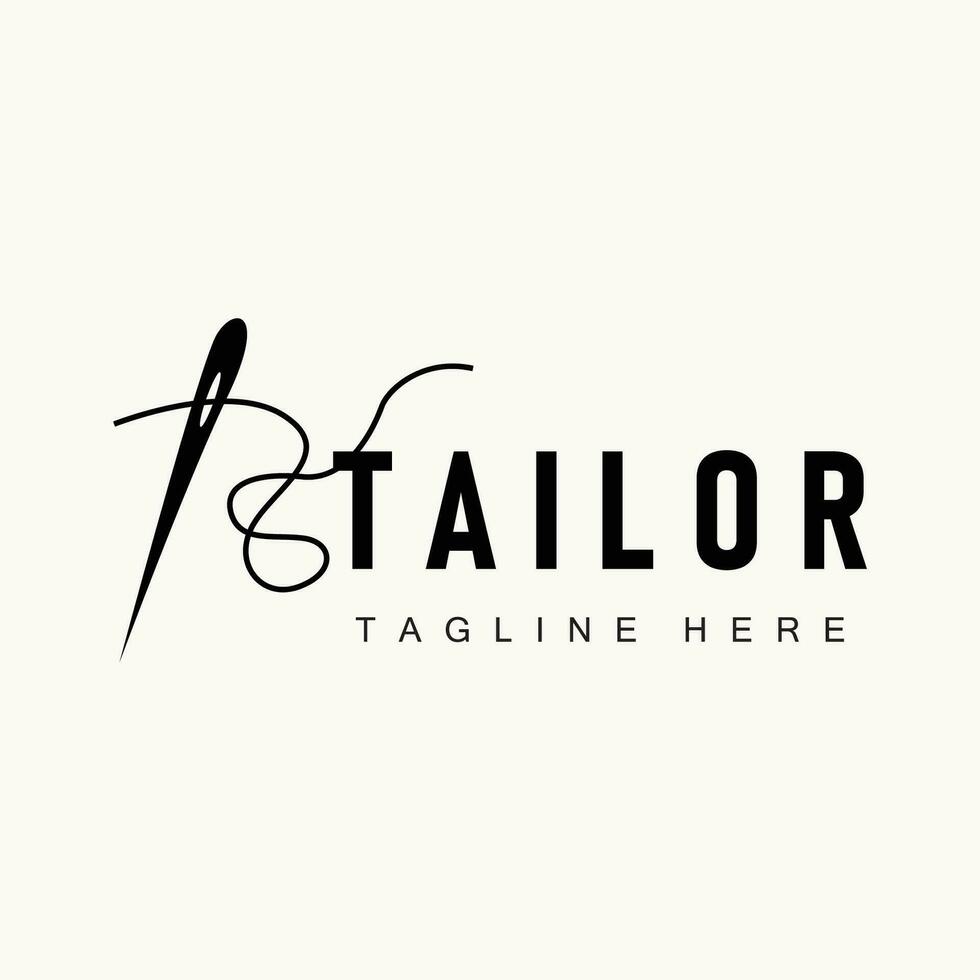 tailleur logo vecteur modèle aiguille et fil noir silhouette conception Facile couture outil produit marque