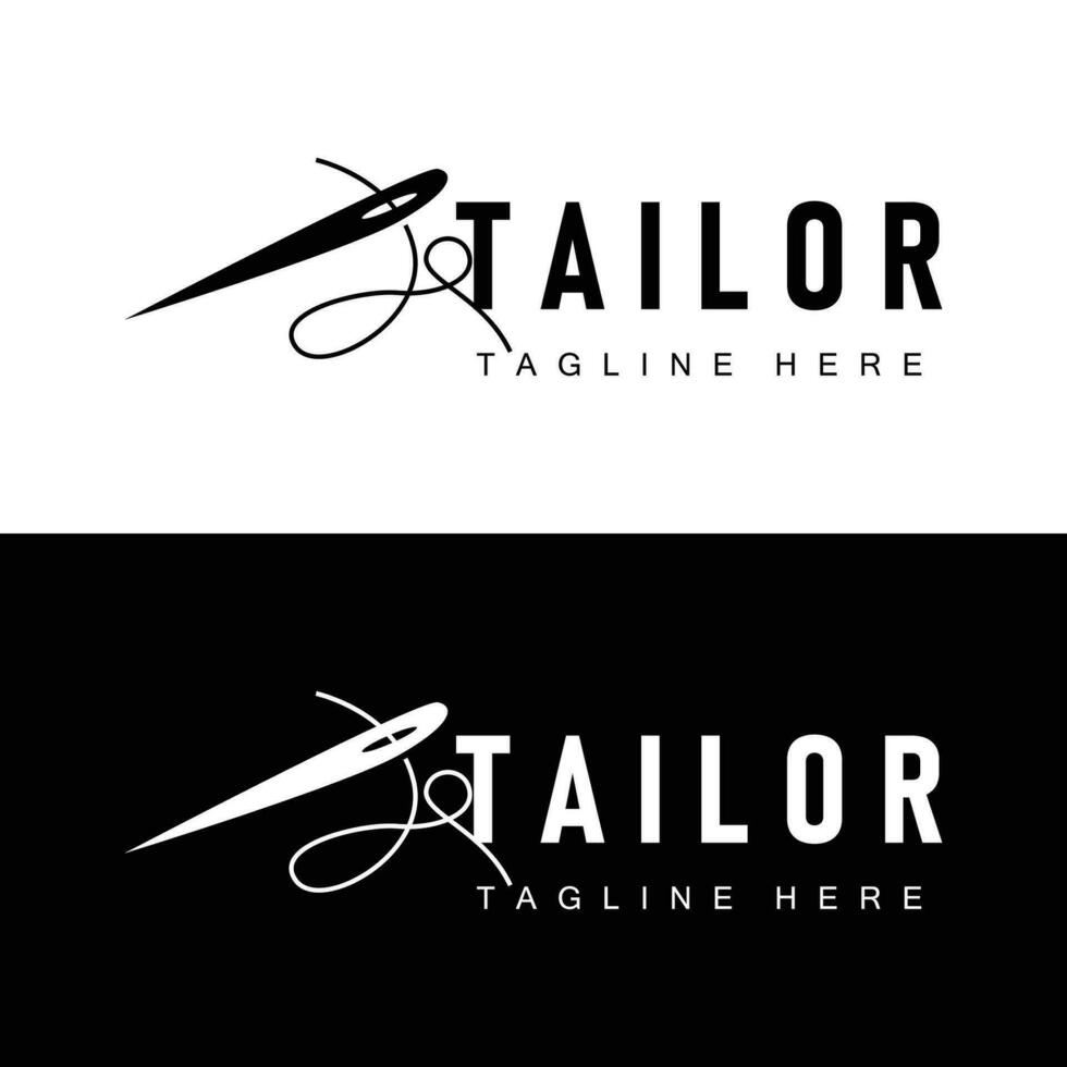 tailleur logo vecteur modèle aiguille et fil noir silhouette conception Facile couture outil produit marque