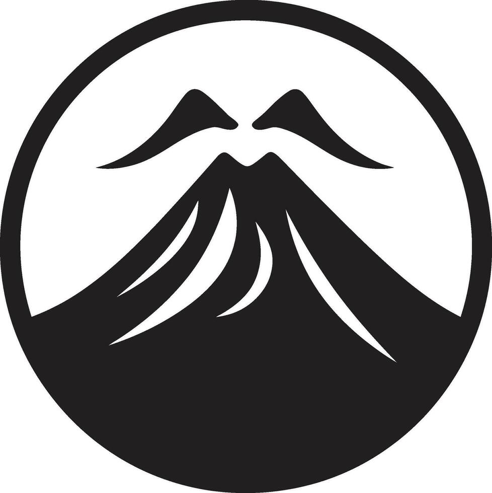 volcanique vortex noir icône pour Montagne majesté lave métier à tisser vecteur logo pour volcanique pics dans noir