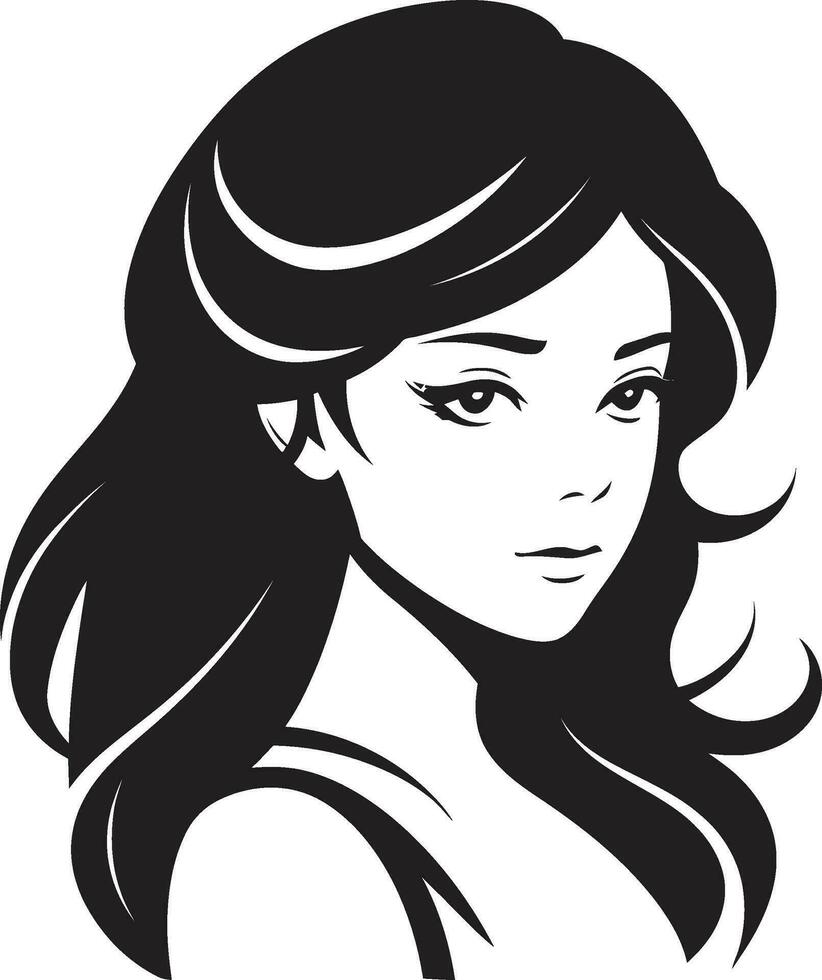 charmant profil fille visage vecteur emblème jeune lueur fille visage icône illustration