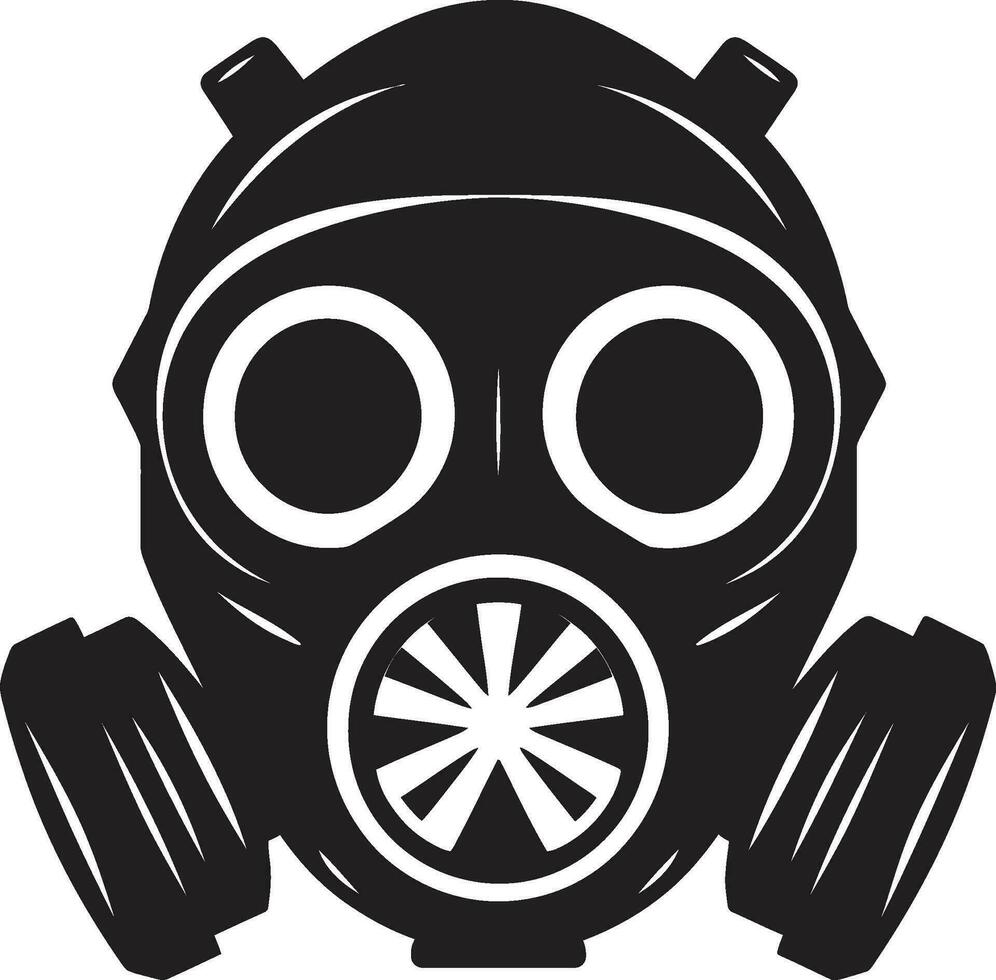 ombragé défenseur vecteur gaz masque icône emblème onyx bouclier noir gaz masque logo conception