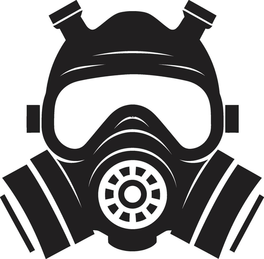 lunaire protecteur noir gaz masque logo icône éclipse défenseur gaz masque vecteur emblème conception