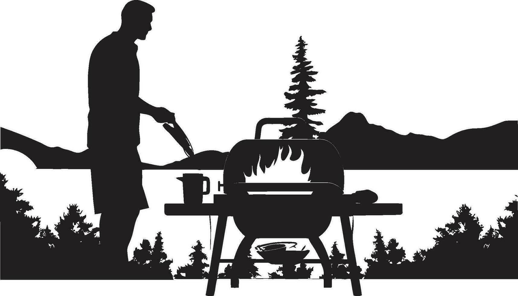 grillglyphix homme grillage vecteur symbole sarriette silhouette noir un barbecue logo dans vecteur