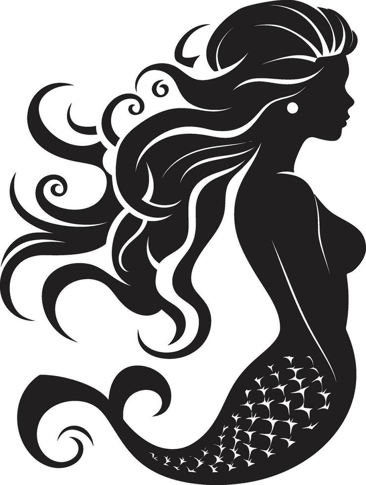 sirène silhouette Sirène logo iconographie tombée de la nuit navigateur vecteur Sirène emblème
