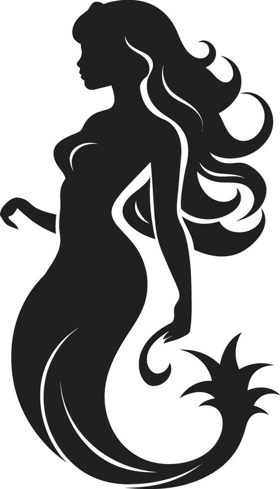 énigmatique élégance Sirène vecteur emblème minuit muse noir Sirène logo