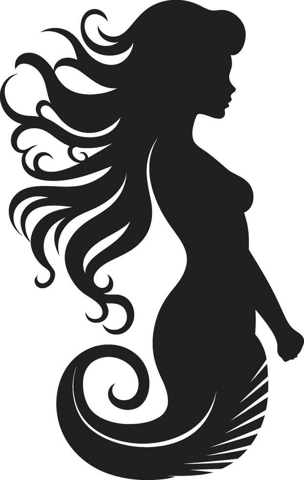 Sirène mélodie emblématique vecteur logo chuchotement des eaux noir Sirène symbole conception