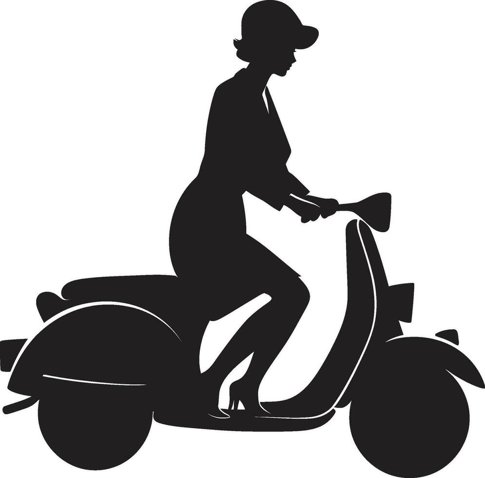 métropolitain scooteriste scooter icône élégant ville commuer noir vecteur logo