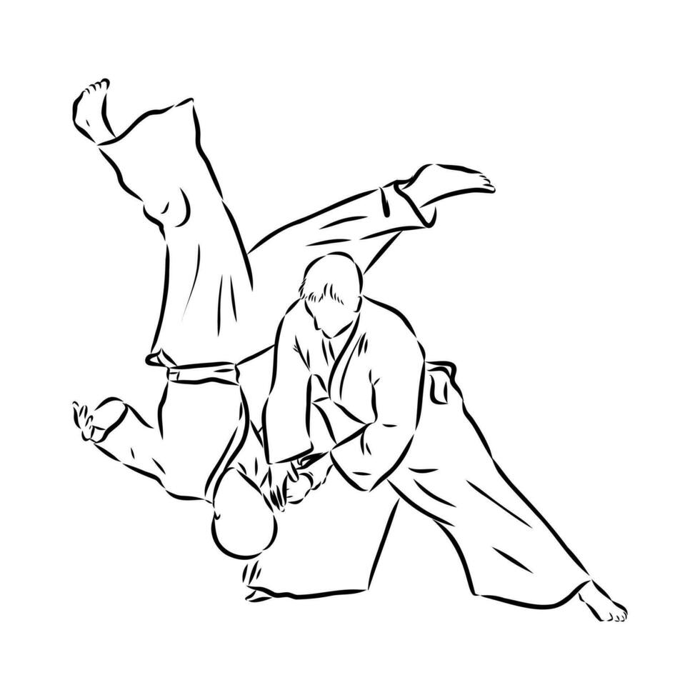 combat aikido vecteur esquisser