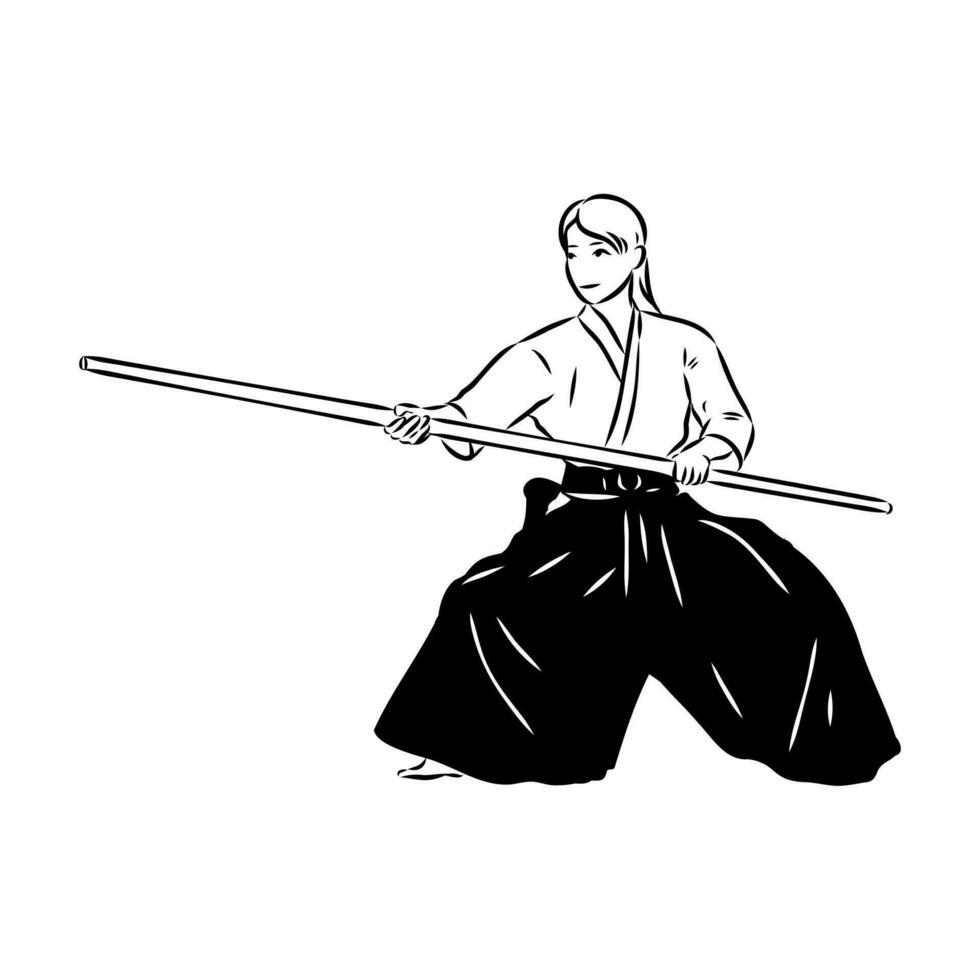 combat aikido vecteur esquisser