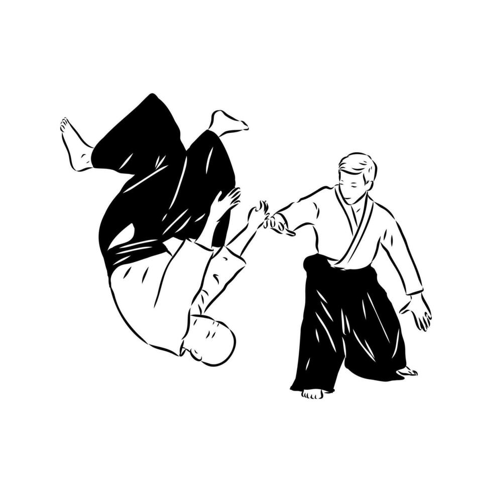 combat aikido vecteur esquisser