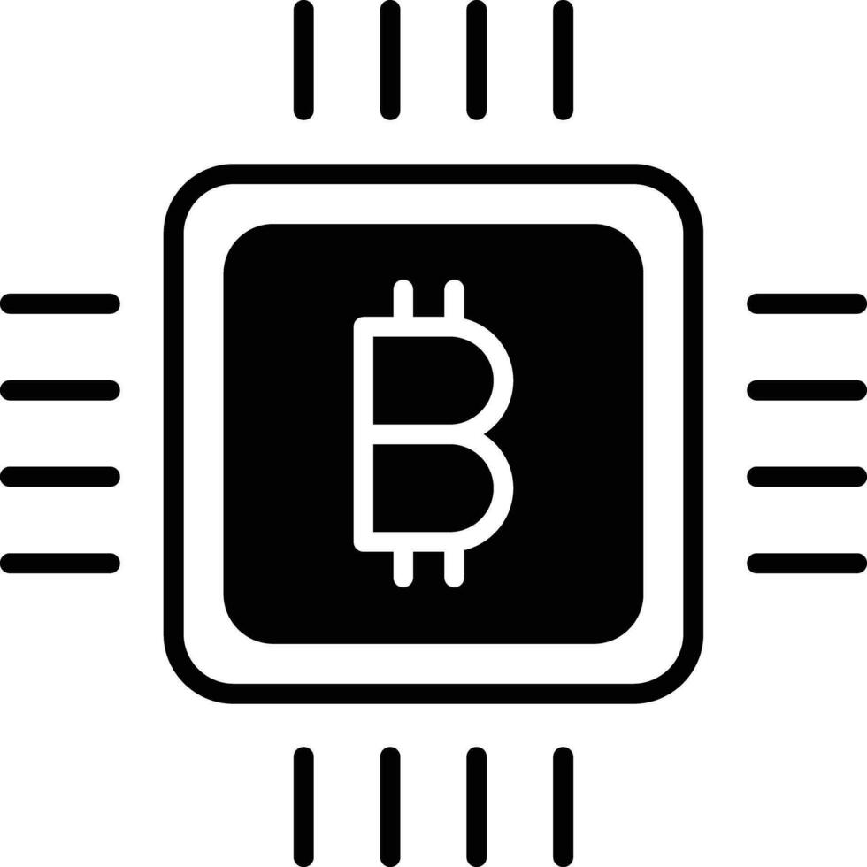 bitcoin puce solide glyphe vecteur illustration