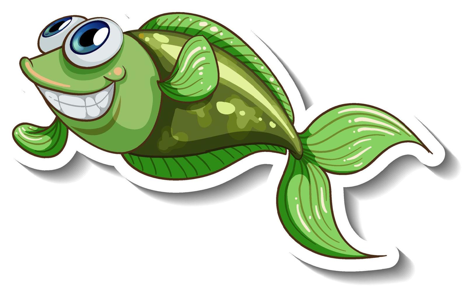 autocollant de dessin animé d'animaux marins avec des poissons mignons vecteur