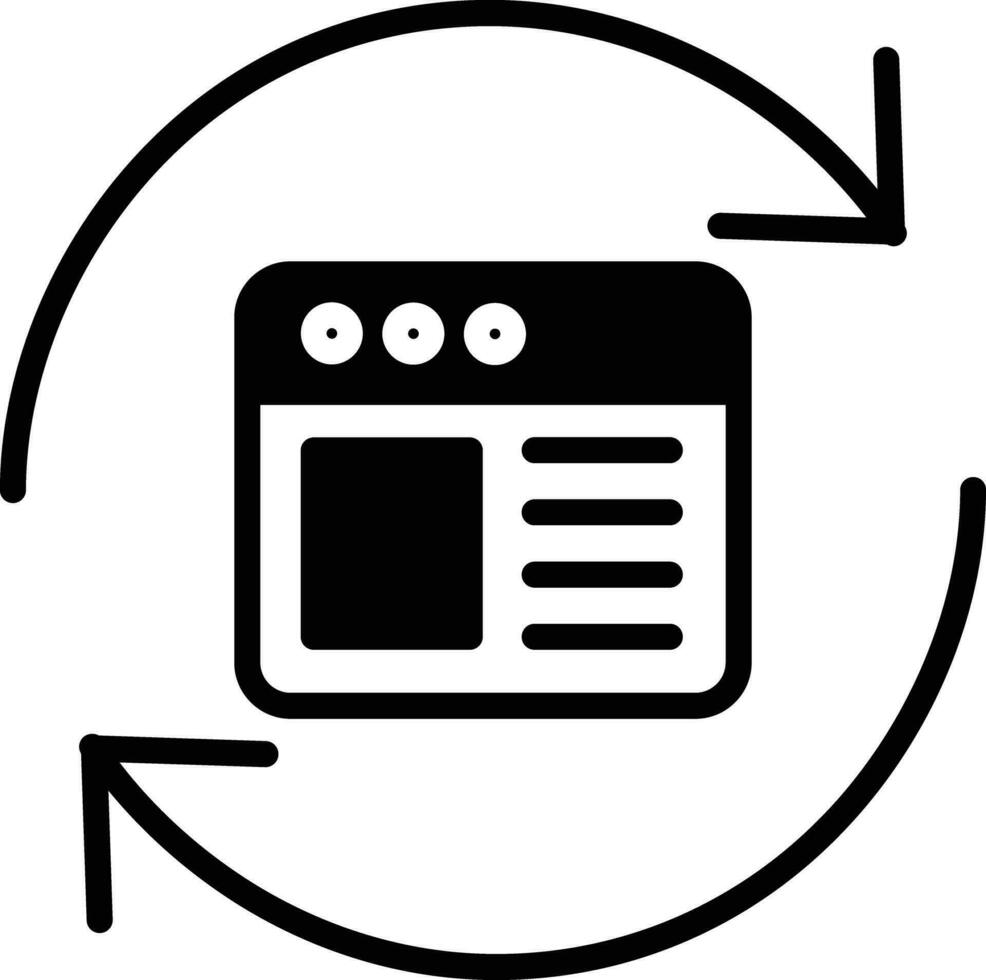 recharger page Web solide glyphe vecteur illustration