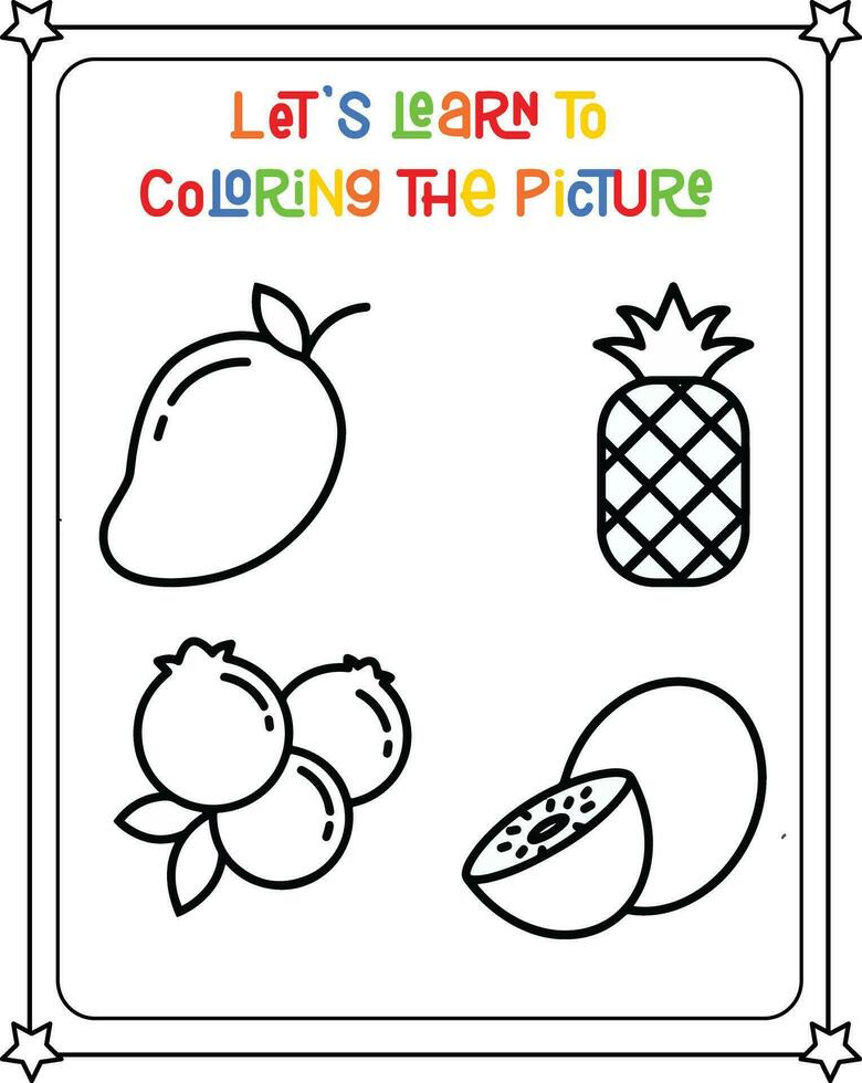 dessin vecteur image mangue ananas noix de coco