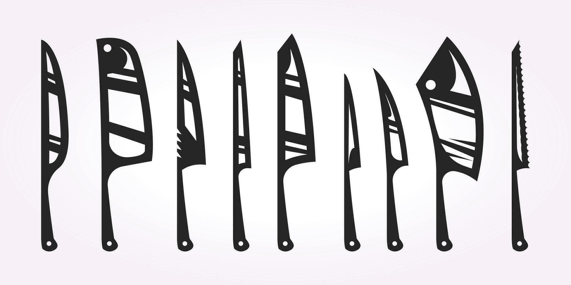 ancien conception couteau logo icône paquet ensemble. Boucher magasin vecteur illustration. Facile beaucoup cuisine des couteaux