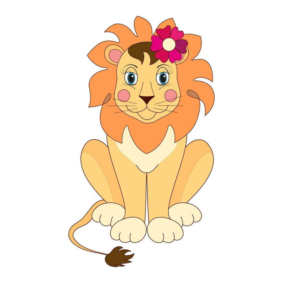 mignonne dessin animé jouet lion. vecteur main tiré illustration art.