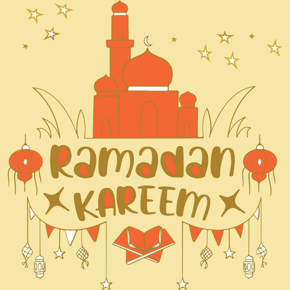 Ramadan kareem texte et ornemental illustration Festival carte conception vecteur