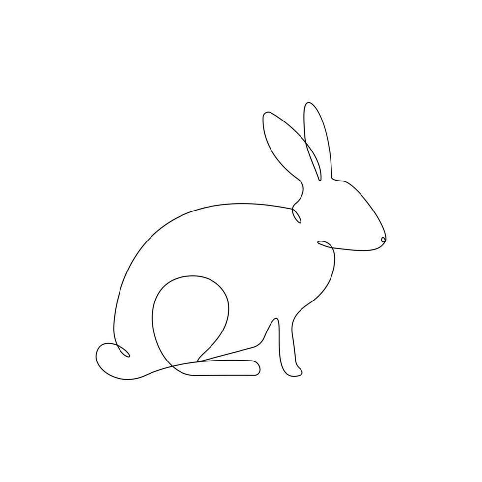 lapin animal un ligne dessin art contour pro vecteur illustration et minimaliste