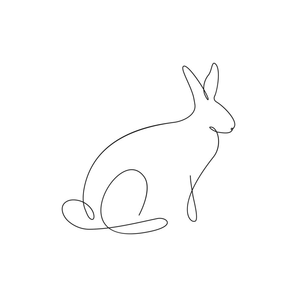 lapin animal un ligne dessin art contour pro vecteur illustration et minimaliste