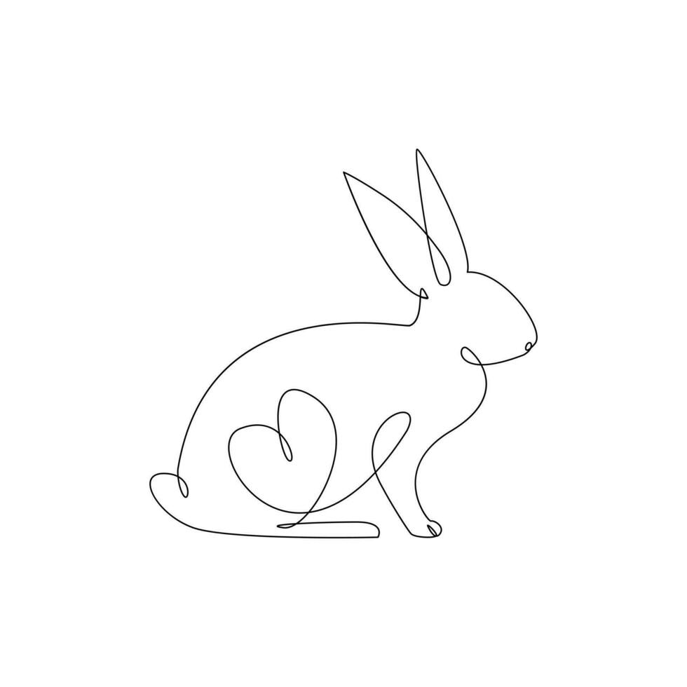 lapin animal un ligne dessin art contour pro vecteur illustration et minimaliste