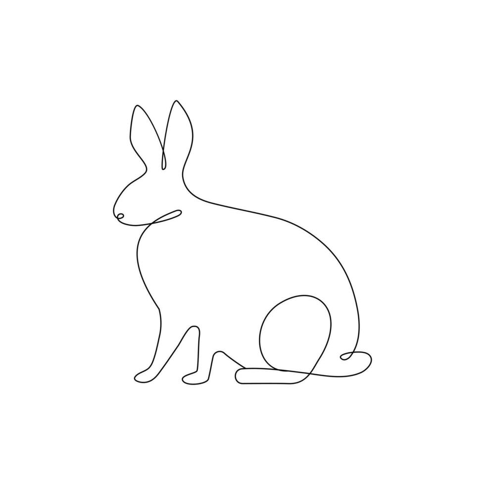 lapin animal un ligne dessin art contour pro vecteur illustration et minimaliste