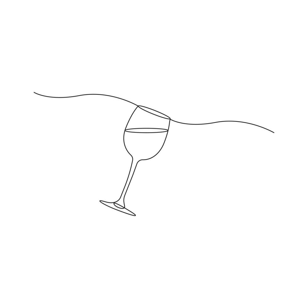 vecteur continu un ligne dessin de du vin verre meilleur utilisation pour logo, affiche, bannière et Contexte