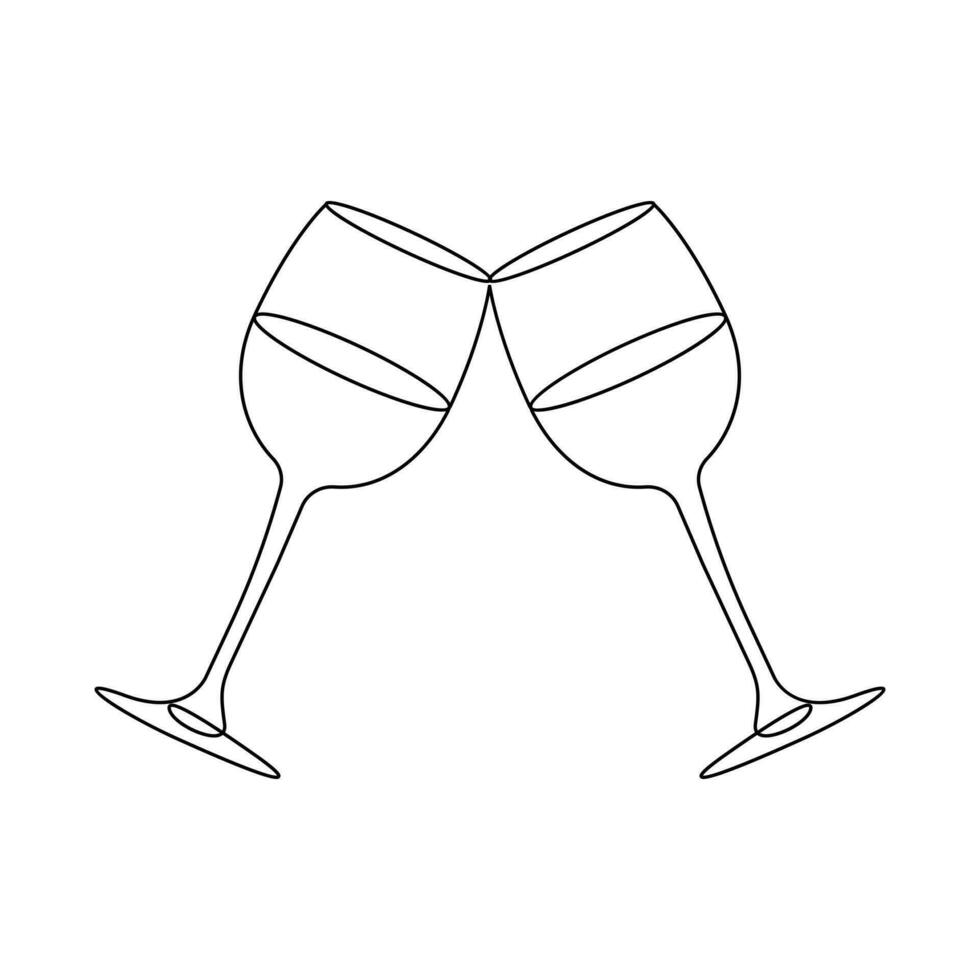 vecteur continu un ligne dessin de du vin verre meilleur utilisation pour logo, affiche, bannière et Contexte