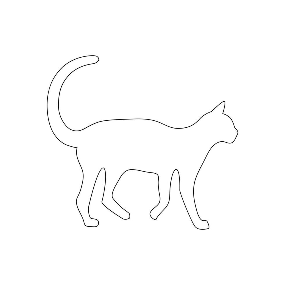 chat continu un ligne art contour vecteur illustration Facile animal dessin