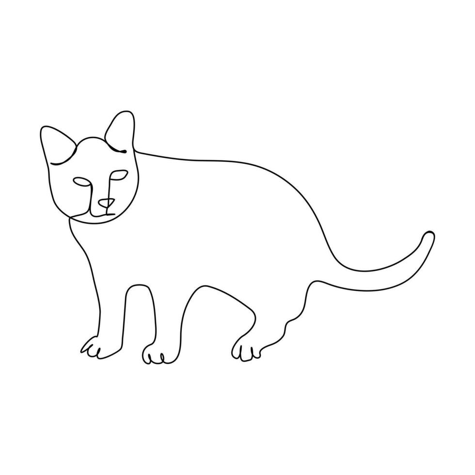 chat continu un ligne art contour vecteur illustration Facile animal dessin