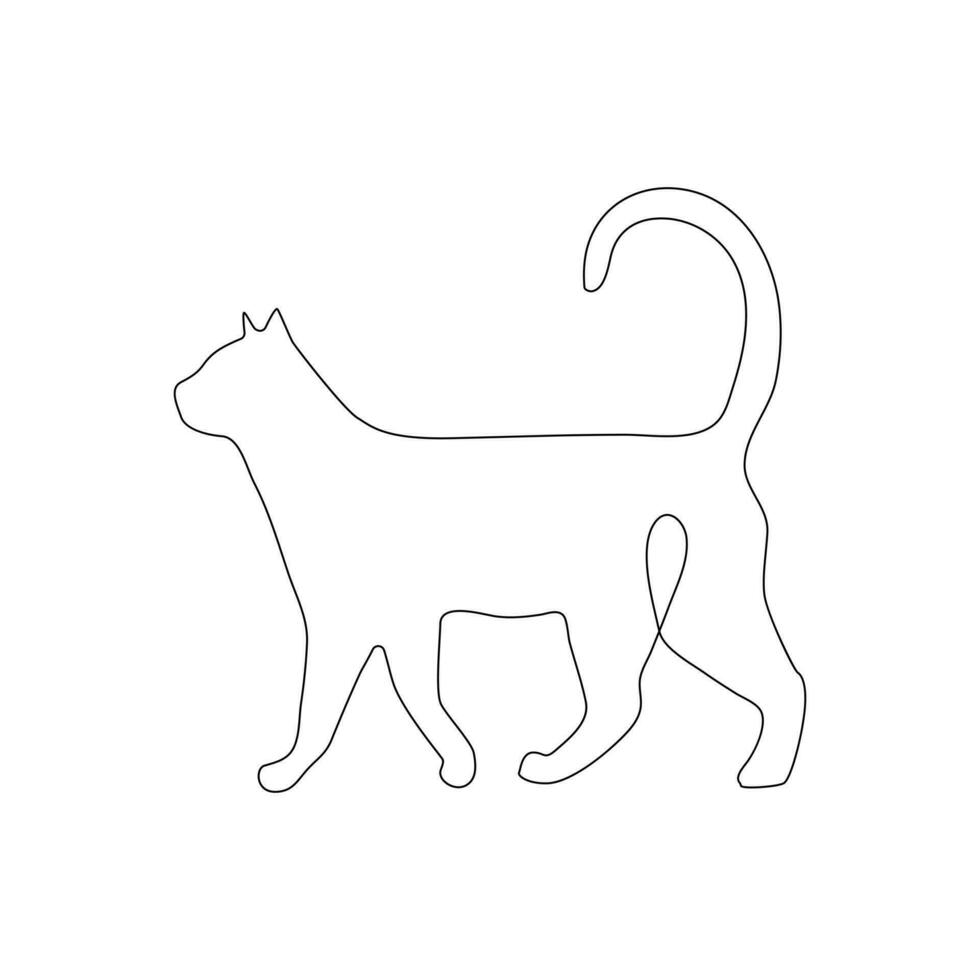 chat continu un ligne art contour vecteur illustration Facile animal dessin