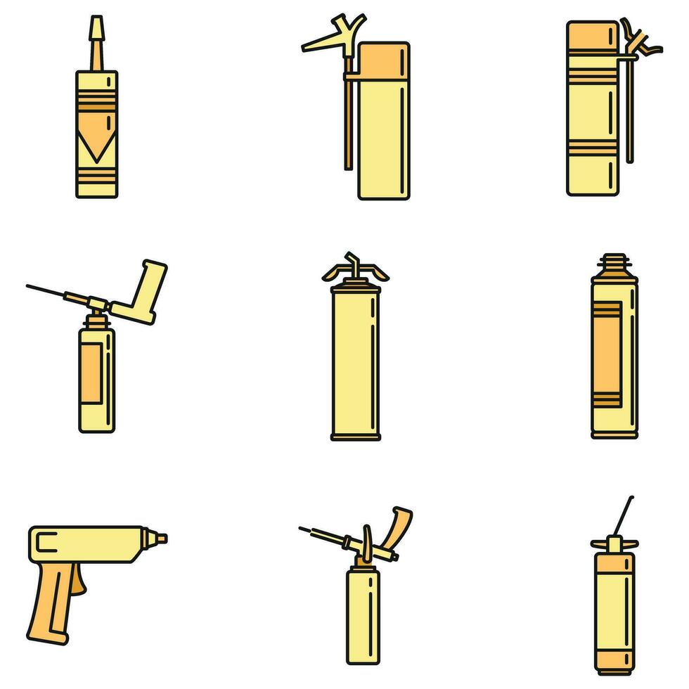 Accueil polyuréthane mousse Icônes ensemble vecteur Couleur
