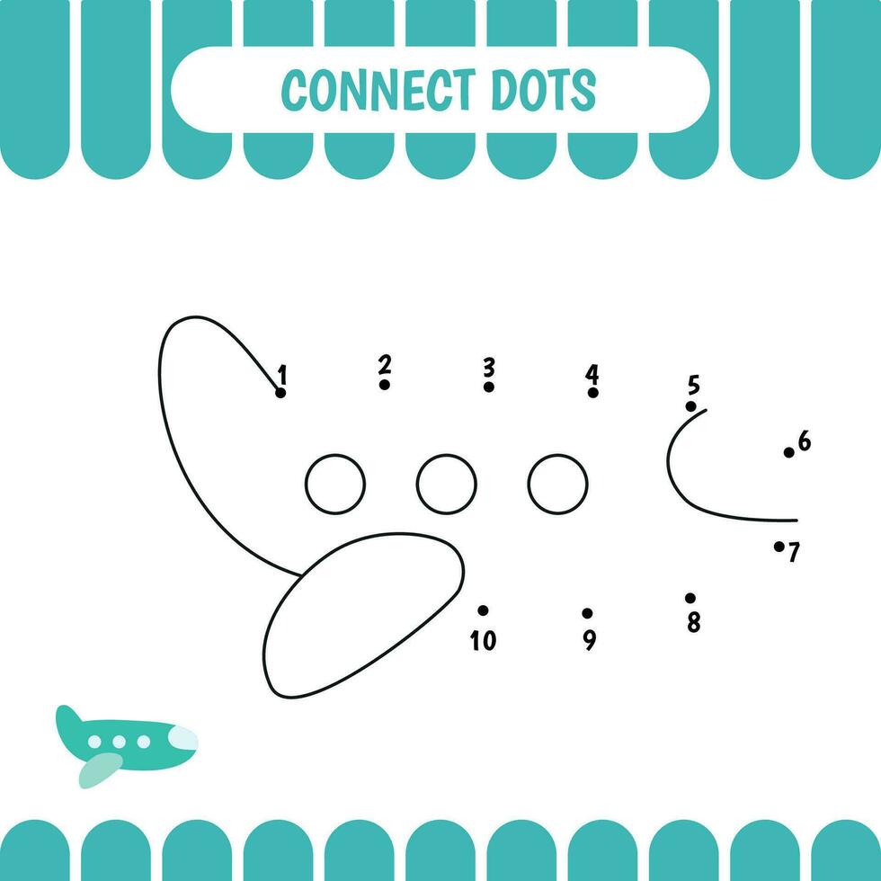 point à point éducatif Jeu pour préscolaire enfants. activité feuille de travail. avion vecteur