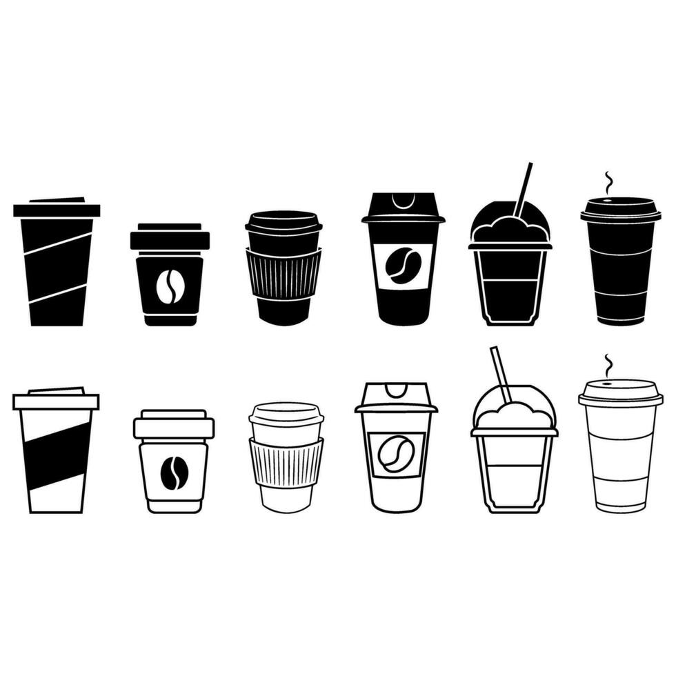 café icône vecteur ensemble. chaud boisson illustration signe collection. café maison symbole. café machine logo.