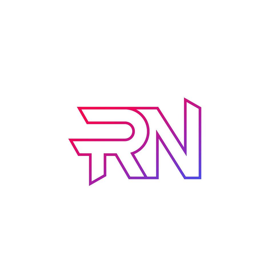 conception de ligne de logo de lettres rn, vecteur