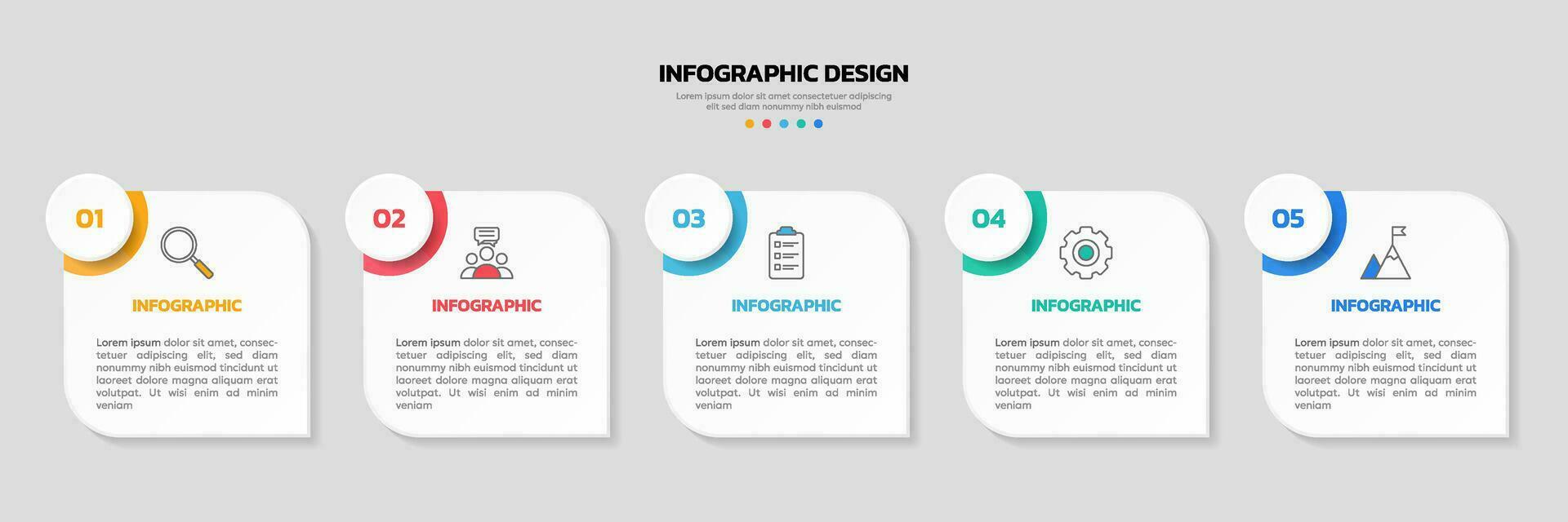 moderne affaires infographie modèle, carré forme avec 5 les options ou pas Icônes. vecteur