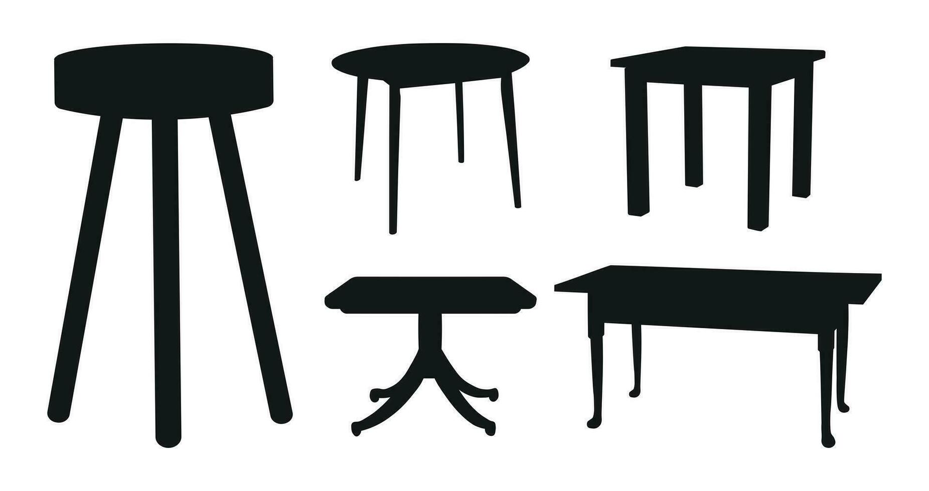 noir silhouette de une bureau, dîner tableau, pansement tableau, bureau, cuisine tableau. pièce de meubles vecteur