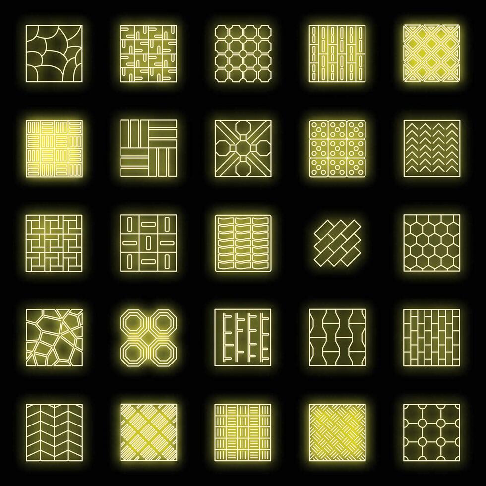 Accueil pavage Icônes ensemble vecteur néon