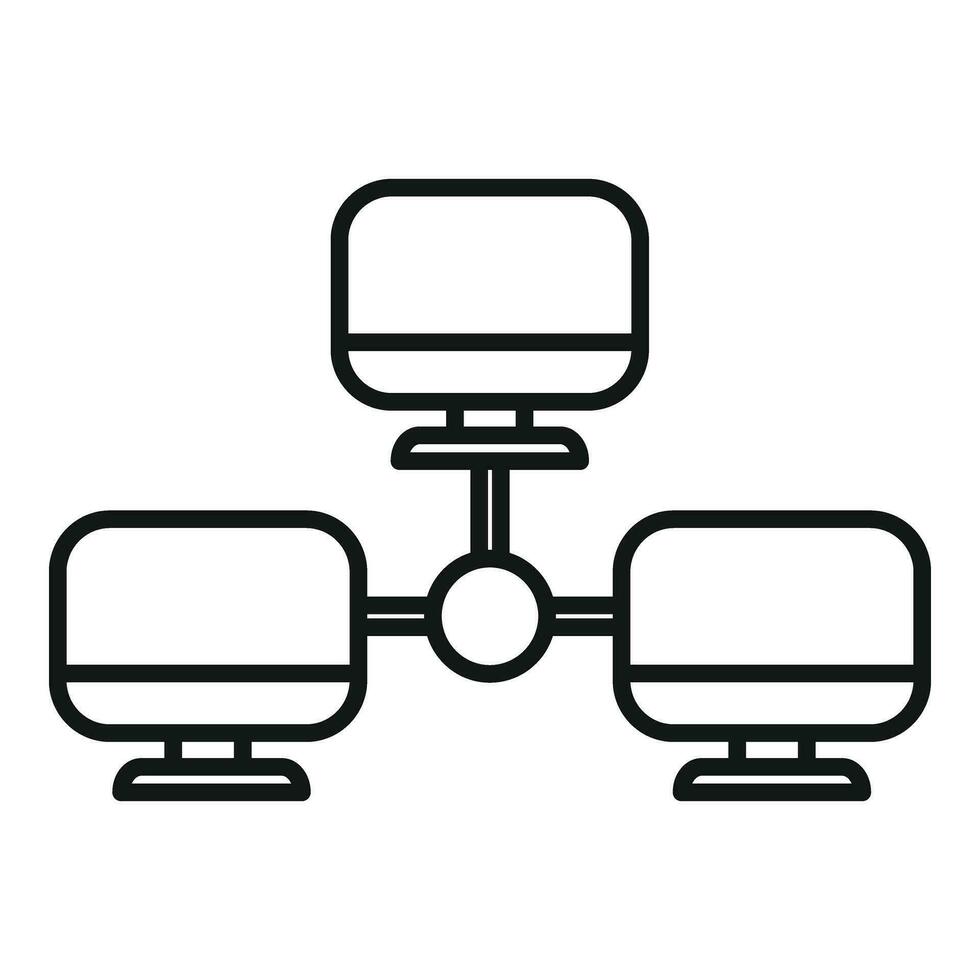 ordinateur réseau Les données icône contour vecteur. routeur foncé processeur vecteur