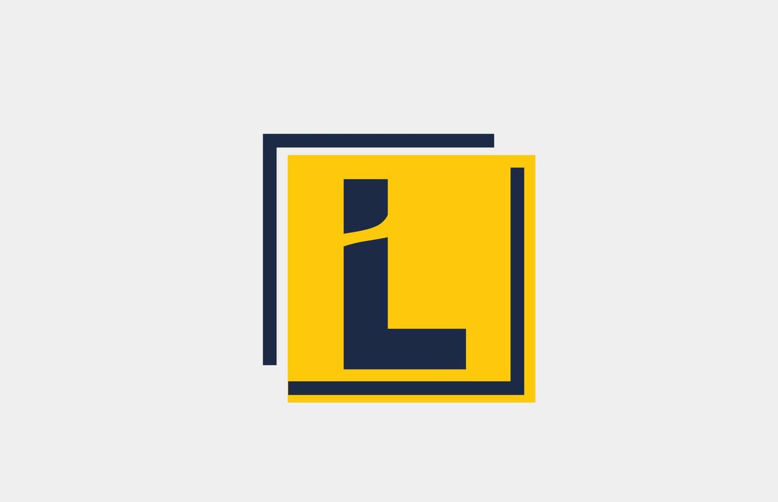 l jaune bleu carré alphabet lettre logo icône création pour entreprise et société vecteur