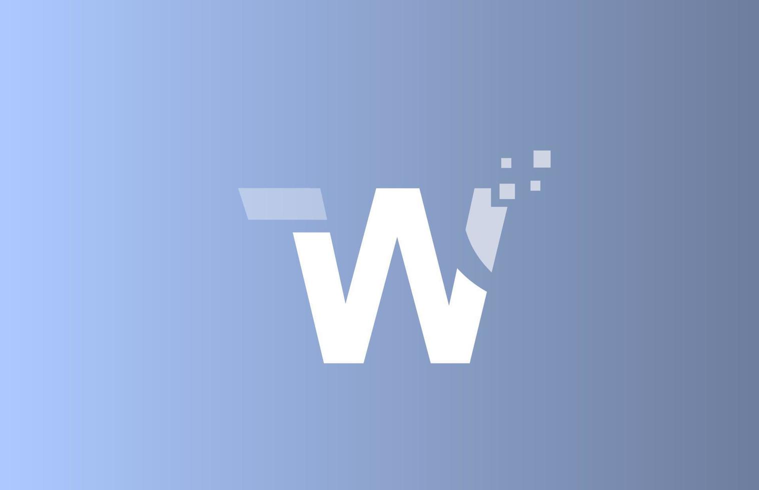 w icône du logo de la lettre de l'alphabet bleu blanc pour les entreprises et les entreprises avec un design de couleur pastel vecteur