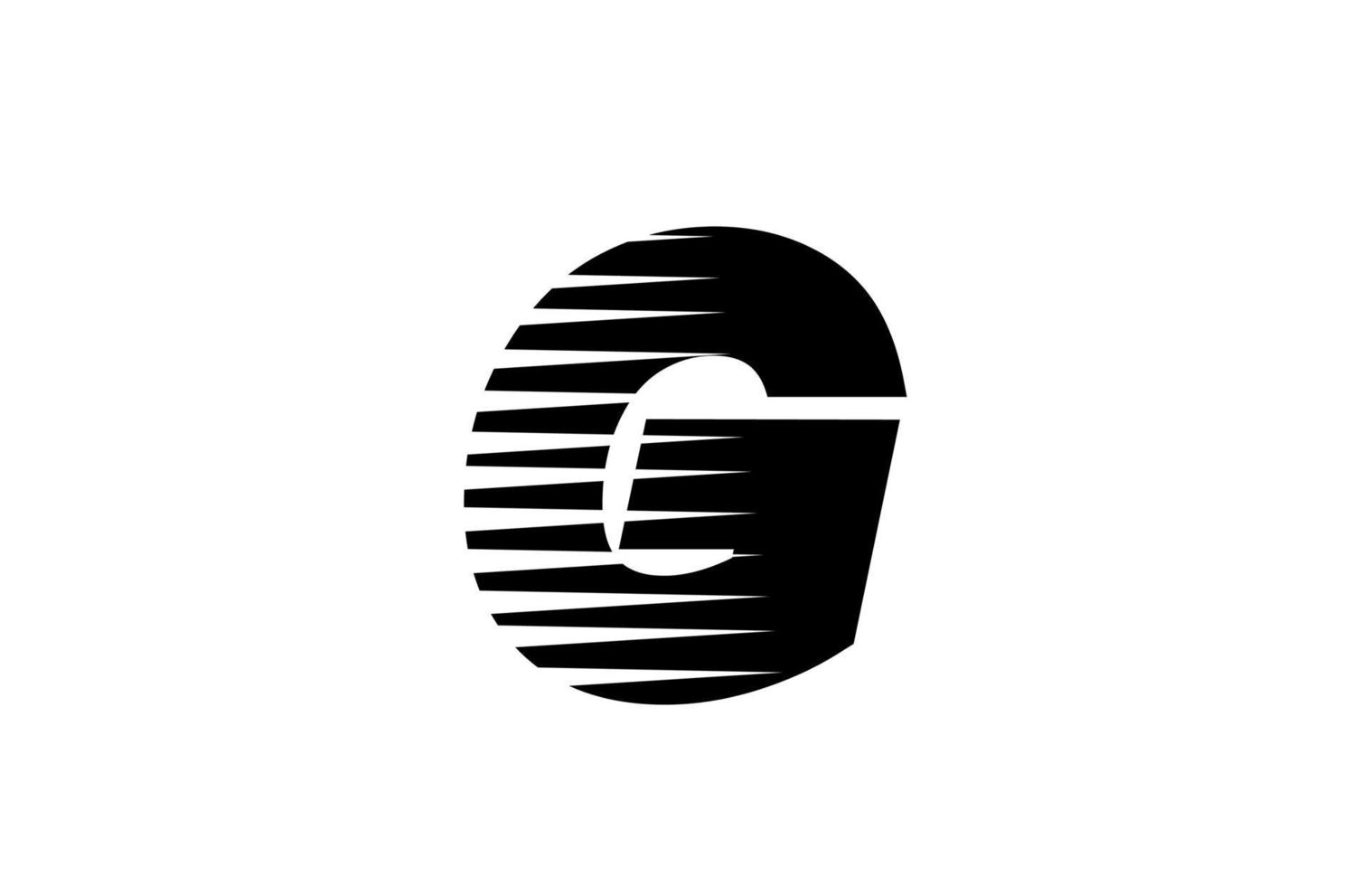 ligne rayures g alphabet lettre icône du logo pour les entreprises et l'entreprise. conception de lettre simple en noir et blanc pour l'identité vecteur