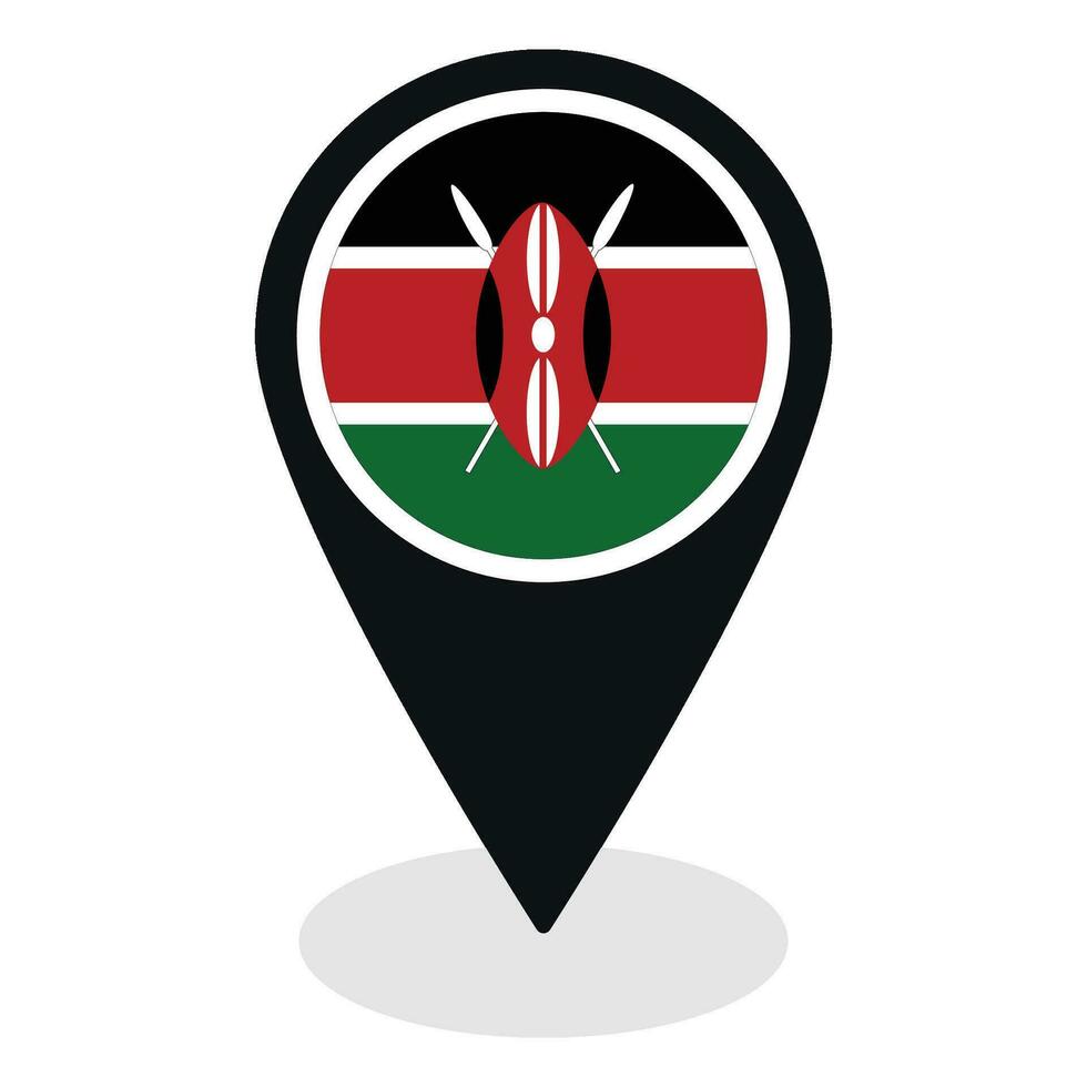 Kenya drapeau sur carte localiser icône isolé. drapeau de Kenya vecteur