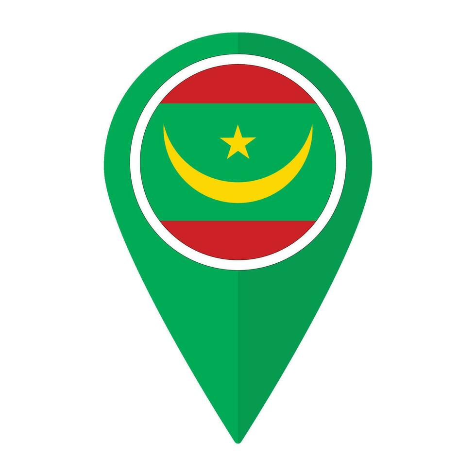 Mauritanie drapeau sur carte localiser icône isolé. drapeau de Mauritanie vecteur