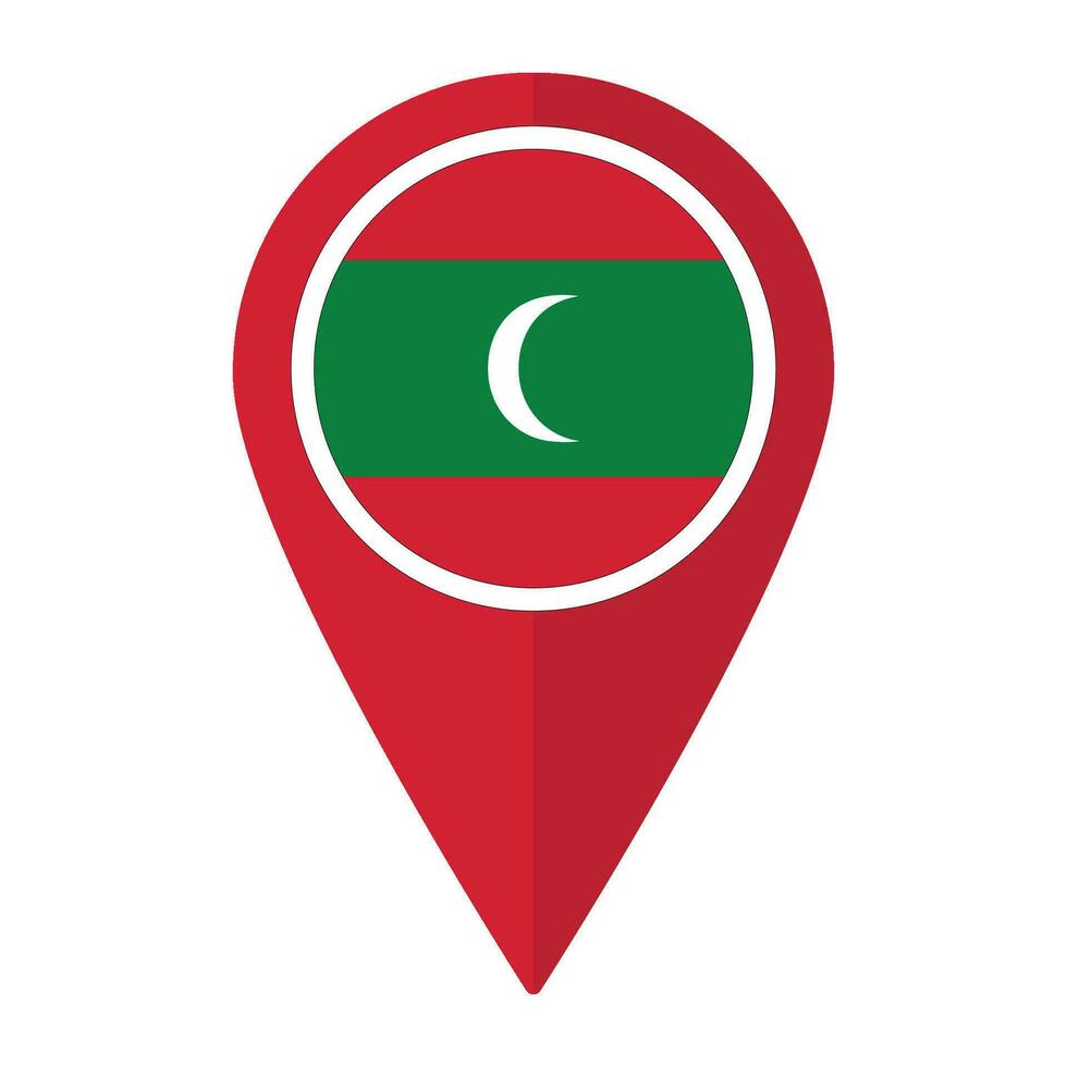 Maldives drapeau sur carte localiser icône isolé. drapeau de Maldives vecteur