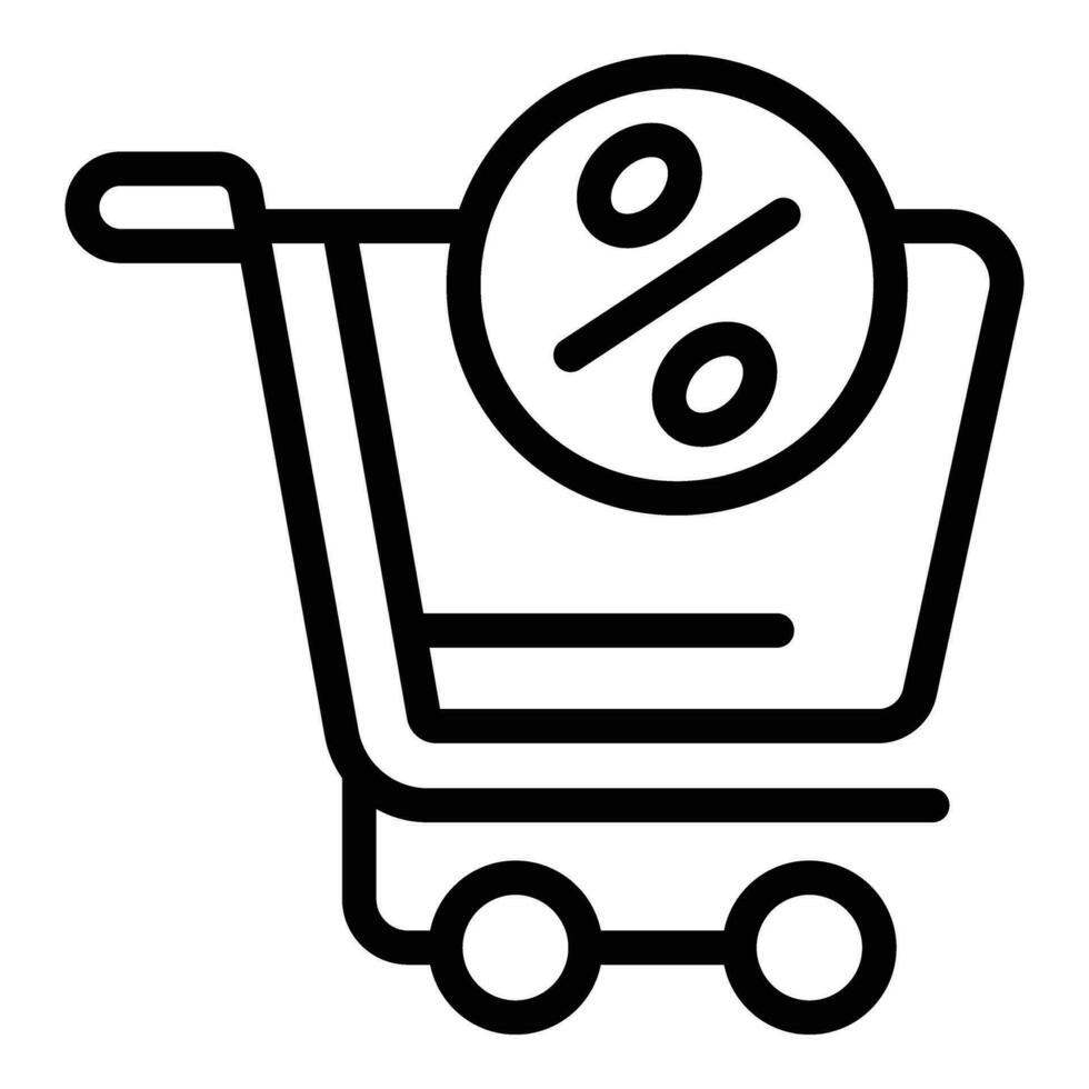vente pour cent Chariot icône contour vecteur. marché centre commercial vecteur